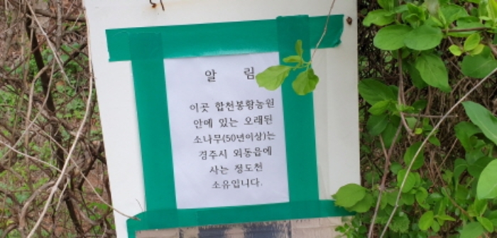 명인표시 팻말 전경