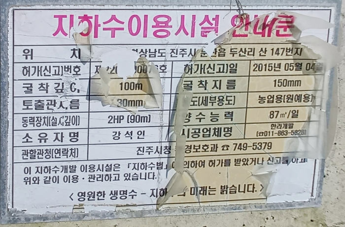 기호(1) 지상 제시외물건(지하수관정(1식), 평가대상 제외)