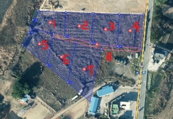 [위성지도] 숫자는 부동산목록 번호임.