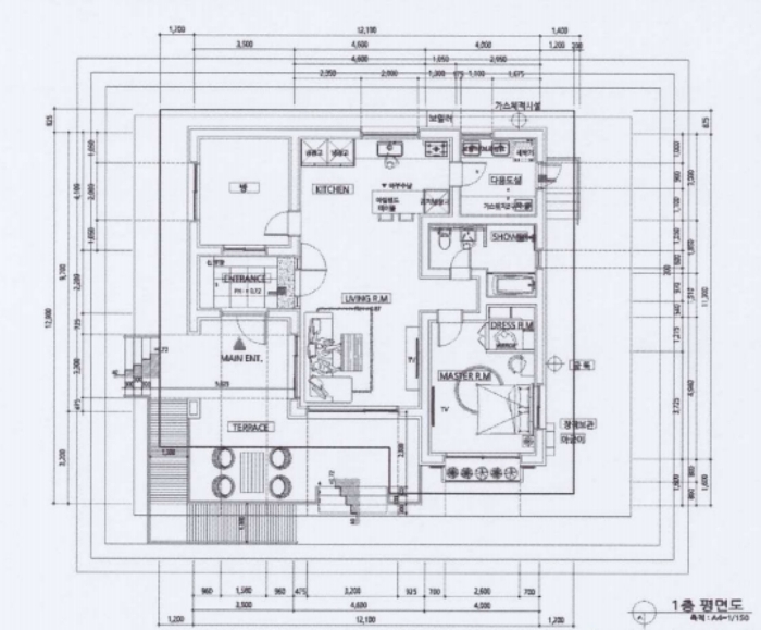 건 물 개 황 도 (1층 평면도)