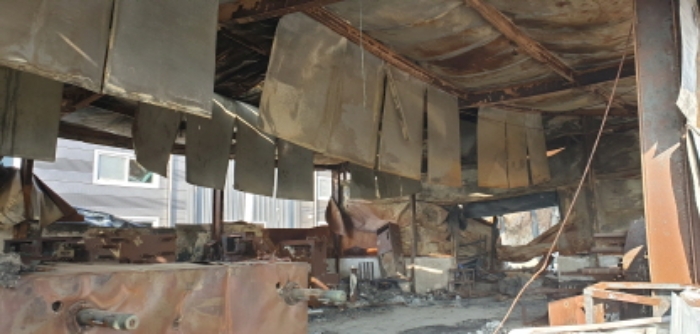 화재로 소실된 공장내부 