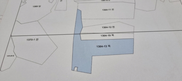 장수 계남 침곡 1364-13 지적도면 사진