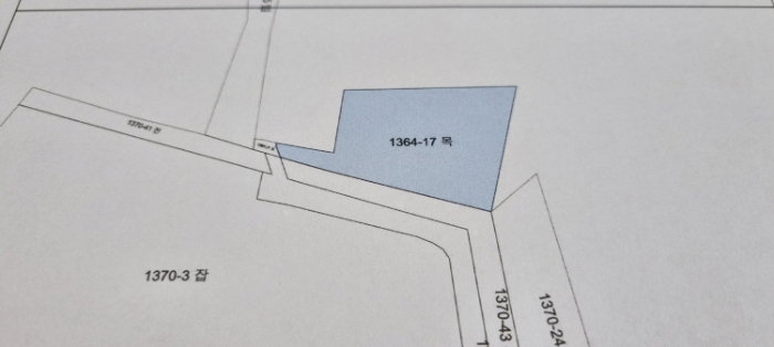 장수 계남 침곡 1364-17 지적도면 사진