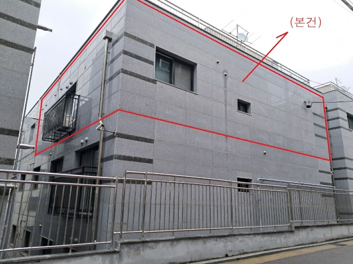 남서측에서 촬영한 형지그레이스 제비동 제4층 제501호부분