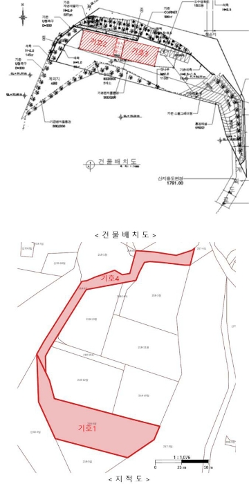 지 적 및 건 물 배 치 도
