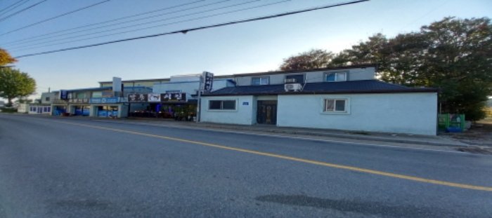 왕복2차선 아스팔토도로와 인접한 본건 토지, 건물 전경(전면 기준 우측면 사진)