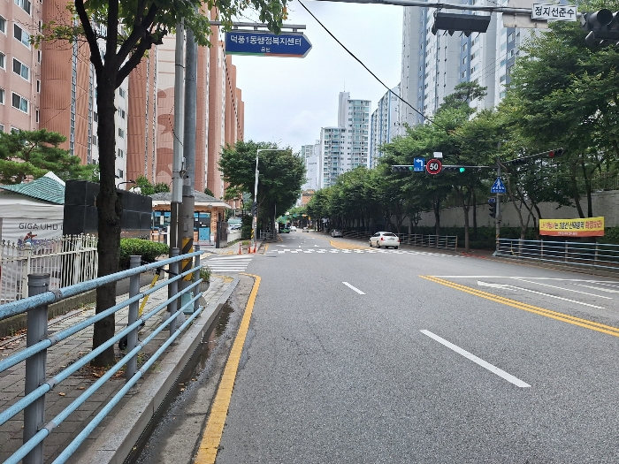 [한솔리치빌아파트1단지 입구 앞 도로]