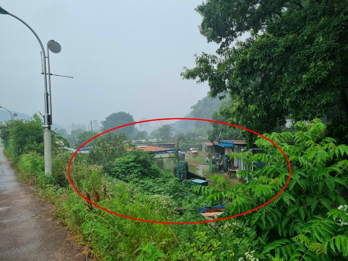 본건 남동측에서 촬영