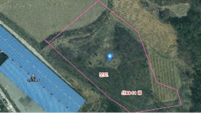 부동산 표시목록 4번 임야 - 분묘 2기가 있고, 일부는 밭으로 사용됨