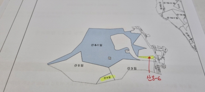 순창 인계 갑동 산4,산8-1,산8-6 지적도면 사진
