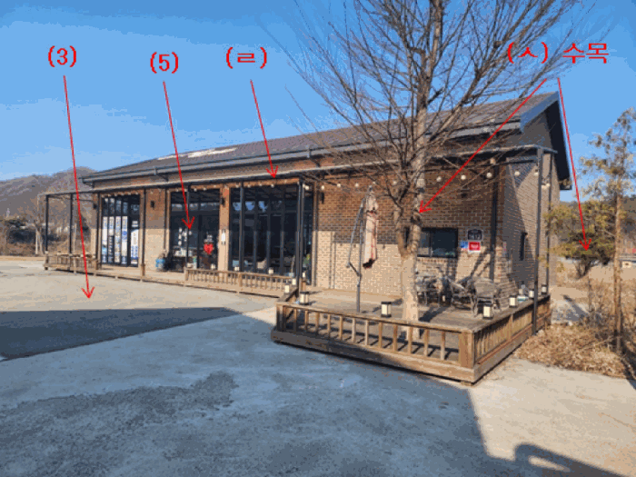 기호(3,5) 및 제시외(ㄹ), 제시외(ㅅ) 수목 전경 - 본건 남측에서 촬영