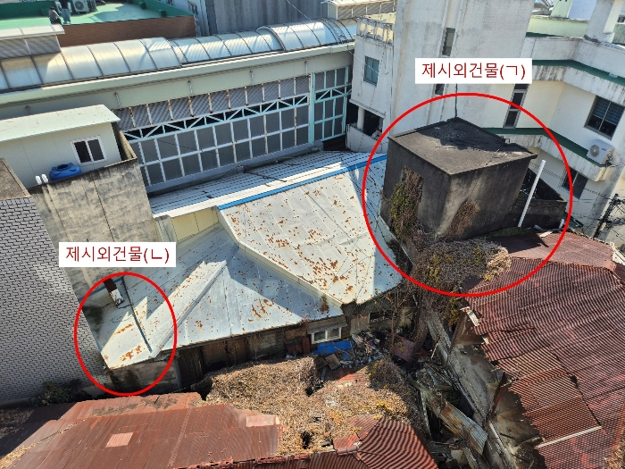 제시외건물(ㄱ,ㄴ) 상부 전경