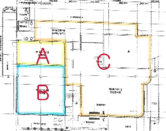 - 소재지 2(대동길 2) 제시 건물 1층 내부구조도