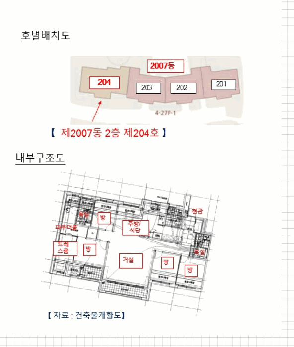 호별배치도 및 내부구조도