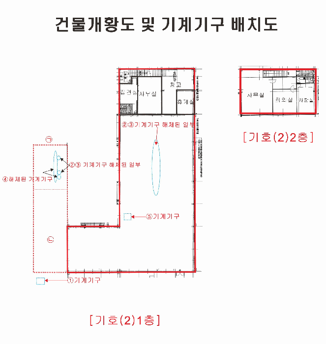 건물개황도 및 기계기구 배치도