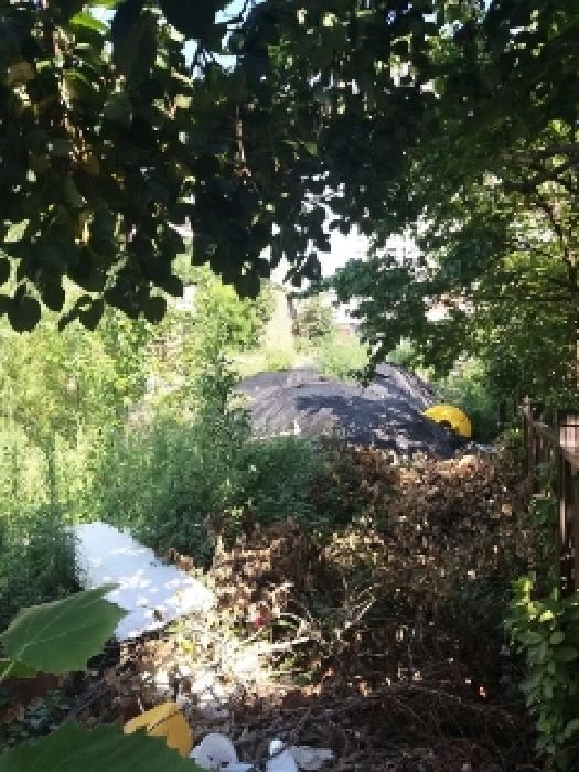 뒷편 펜스에서 건물이 철거된 현황을 촬영함