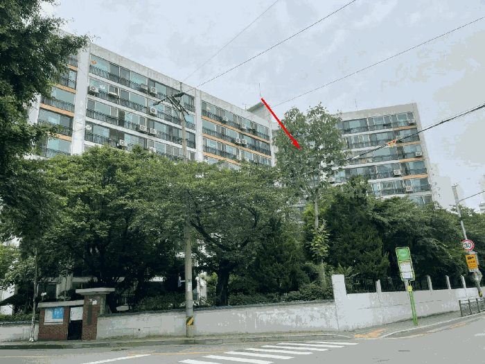 본건소재 아파트 남서측 전경