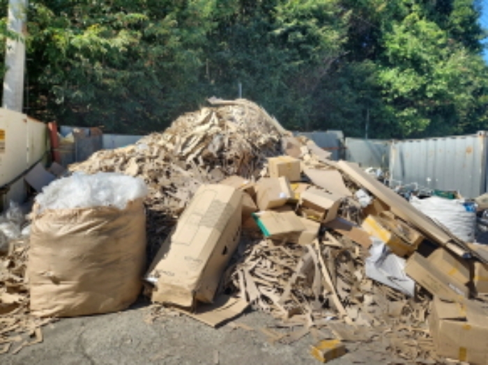 본건 토지위에 쌓여 있는 종이 폐지