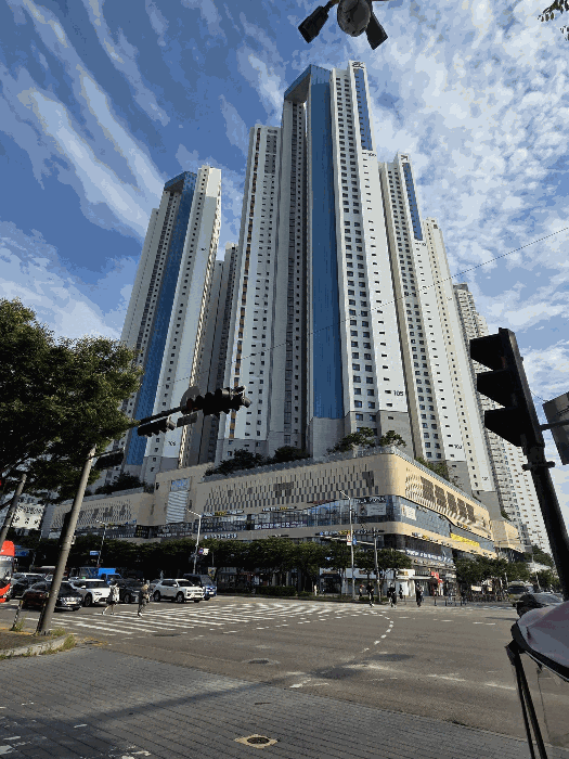 북서측 인근에서 촬영한 대상단지 전경