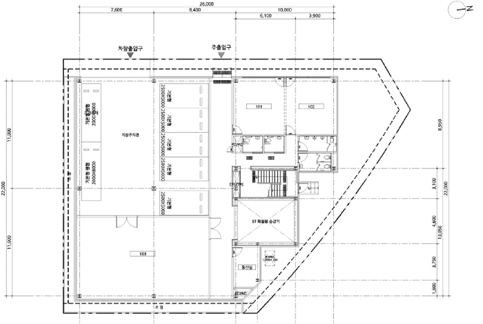 건 물 개 황 도(1층 평면도)