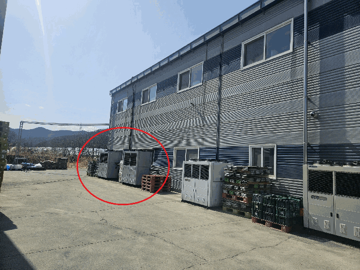 【 평가제외대상 설비 위치((기호5-가)건물 남동측 끝부분) 】