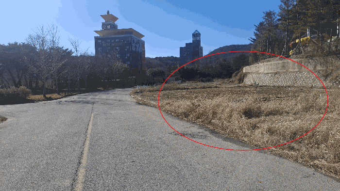 본건 전경(2차선 포장도로와 접함)