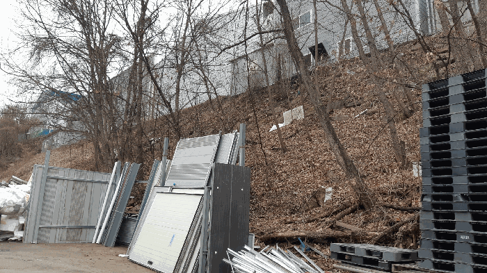 본건 번호 (1) 토지 북동측 후면 전경