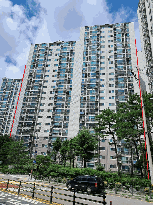 동측에서 촬영한 창동2차현대아파트 202동 전체부분