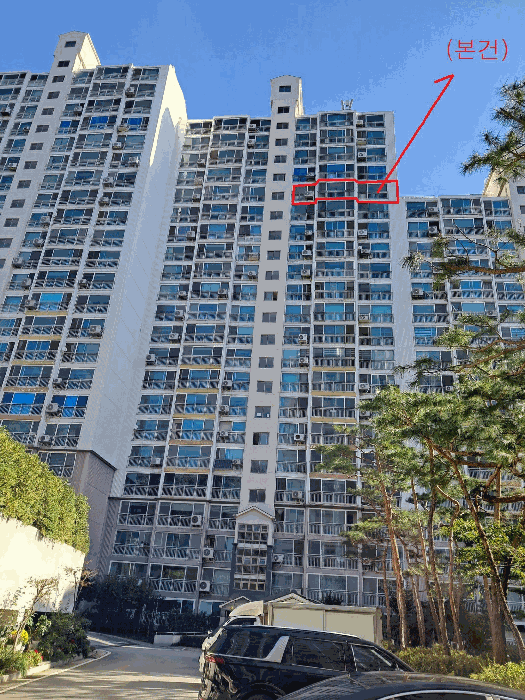 서측에서 촬영한 벽산라이브파크아파트 114동 18층 1804호부분